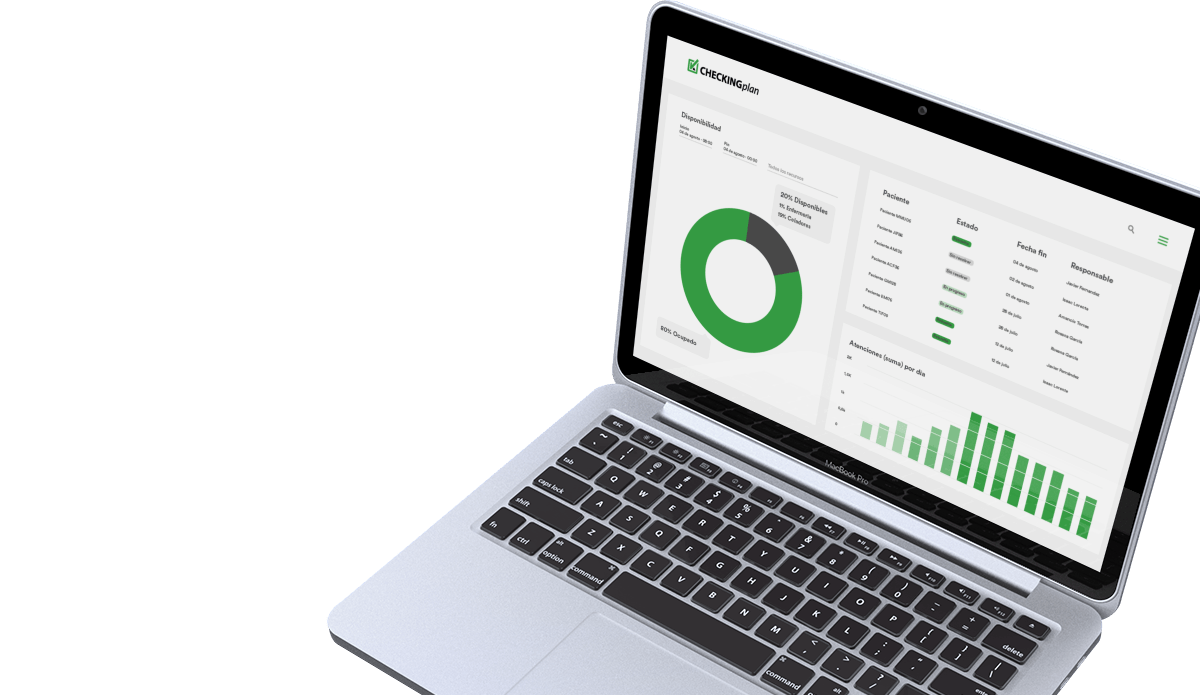 Mockup ordenador portatil mostrando la herramienta para el registro horario de CheckingPlan